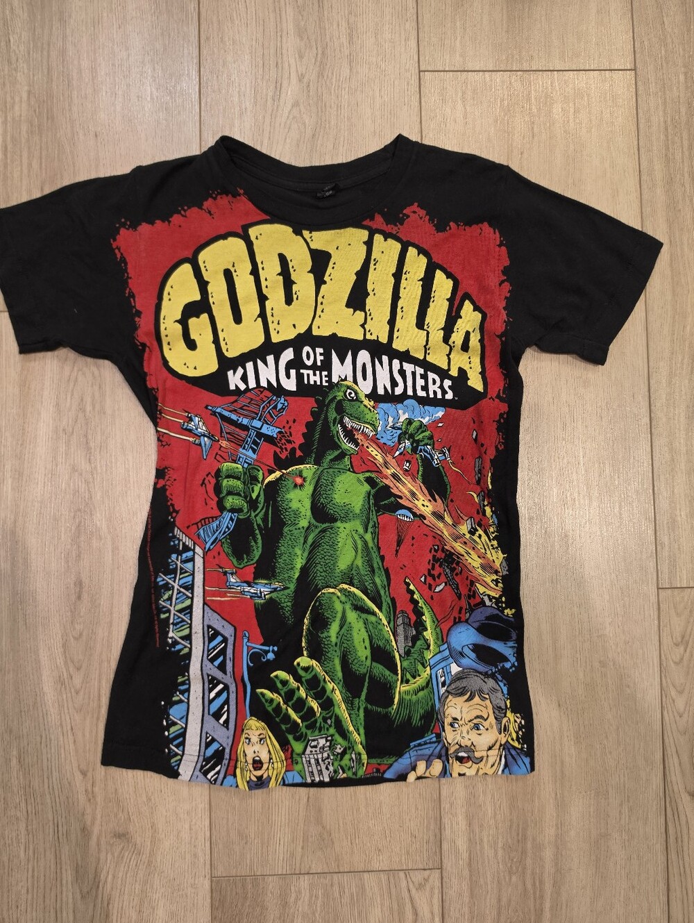 Godzilla King of the Monsters Graphic T-Shirt Black Small Kaiju Comic Y2K